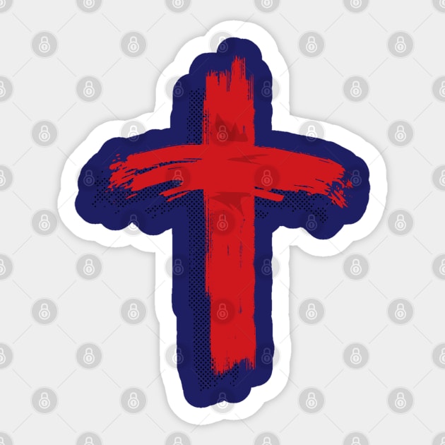 Christian Brushed Cross Sticker by Crossight_Overclothes